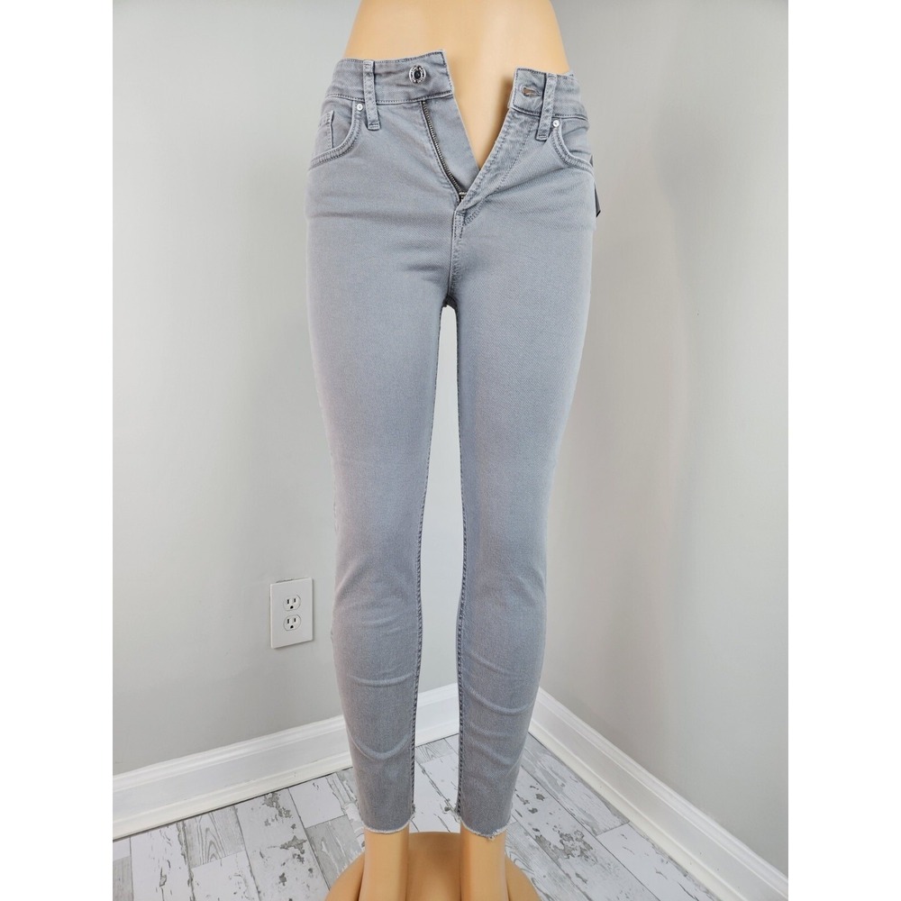 Mavi Lucy High Rise Super Skinny Jeans Grey Raw Hem W27 L28 NWT